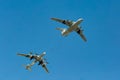 A group of civil aircraft flying in the sky