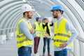 Group civil engineering students visiting site