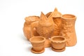 Group of clay vases for gardening