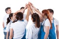 Group of cleaners making high five gesture