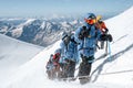 Group of climbers climbing mountains