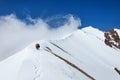 Group climbers goes down from the top of Erciyes volcano.