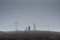 Group of climbers reached the top of the mountain Royalty Free Stock Photo