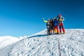 Group of Climbers staying on Top of snowcapped Himalaya Peak Royalty Free Stock Photo