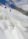 Group of climbers at the Tepliy Ugol Bezenghi Ural at Caucasus Royalty Free Stock Photo