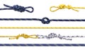 Group of climbing ropes and knots