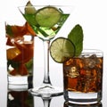 Group cocktail cola with whiskey mojito Royalty Free Stock Photo