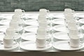 Group of coffee cups.empty cups for coffee.Many rows of white cup for service tea or coffee in breakfast at buffet event.white cup Royalty Free Stock Photo