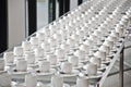 Group of coffee cups.empty cups for coffee.Many rows of white cup for service tea or coffee in breakfast at buffet event.white cup Royalty Free Stock Photo