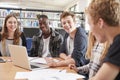 Group Of College Students Collaborating On Project In Library Royalty Free Stock Photo