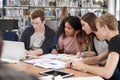 Group Of College Students Collaborating On Project In Library Royalty Free Stock Photo