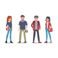 Group of College Students Flat Illustration Royalty Free Stock Photo