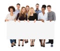 Group Of College Students Holding Long Billboard Royalty Free Stock Photo
