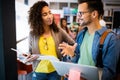 Group of college students studying in the school library. Royalty Free Stock Photo