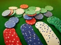 Group of coloful gamble chips