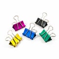 Group of color binder clips isolated Royalty Free Stock Photo