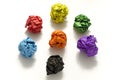 Group of color crumpled paper ball