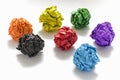 Group of color crumpled paper ball