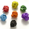 Group of color crumpled paper ball