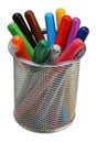 Group of color felt-tipped pens in a glass