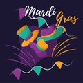 Group of colored carnival hats Purple mardi gras invitational poster Vector