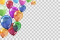 Group colored helium fly balloons on transparent background - vector