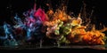 A group of colored inks are being dropped into the water Royalty Free Stock Photo