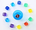 Group of colored plastic dice Royalty Free Stock Photo