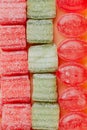 A group of colored sugary sweets for occasions and holidays.