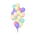 Group of colorful balloons. Bunch of balloons in cartoon flat style isolated on white background Royalty Free Stock Photo