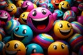 a group of colorful candy balls with a smiley face Royalty Free Stock Photo