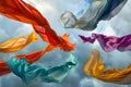 A group of colorful cloths flying in the sky Royalty Free Stock Photo