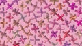 Group of colorful crosses rotating. Abstract illustration, 3d render