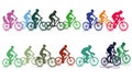 Group of colorful cyclists Royalty Free Stock Photo