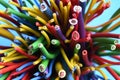 Group of colorful electric cables Royalty Free Stock Photo