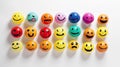 group of colorful emoticons on white background