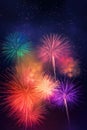 A group of colorful fireworks in the night sky. AI generative image. Royalty Free Stock Photo