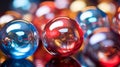 a group of colorful glass balls on a table Royalty Free Stock Photo