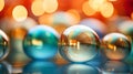 a group of colorful glass balls on top of a table Royalty Free Stock Photo