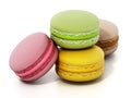 Group of colorful macarons isolated on white background. 3D illustration