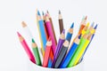 Group of colorful pencils isolated in the white cup on the white background Royalty Free Stock Photo