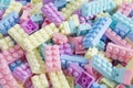 Group of colorful plastic toy building blocks Royalty Free Stock Photo