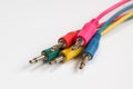 Group of colorful plugs /audio cables macro Royalty Free Stock Photo