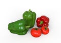Fresh, healthy, delicious looking bell peppers and tomato Royalty Free Stock Photo
