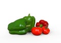 Fresh, healthy, delicious looking bell peppers and tomato Royalty Free Stock Photo