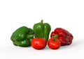 Fresh, healthy, delicious looking bell peppers and tomato Royalty Free Stock Photo