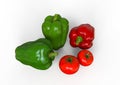 Fresh, healthy, delicious looking bell peppers and tomato Royalty Free Stock Photo