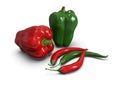 Fresh, healthy, delicious looking bell peppers and chili Royalty Free Stock Photo