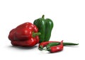 Fresh, healthy, delicious looking bell peppers and chili Royalty Free Stock Photo