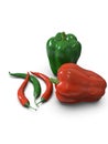 Fresh, healthy, delicious looking bell peppers and chili Royalty Free Stock Photo